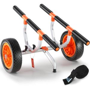 VEVOR Kayak Cart, Heavy Duty 450 LBS Load Capacity Kayak Trailer, Detachable Canoe Trolley Cart with Adjustable Width & Nonslip Support Foot, 12” Solid Tires for Kayaks Canoes Float Mats Paddleboards