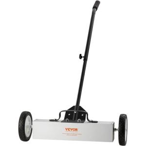 VEVOR Magnetic Pick Up Sweeper 17-inch Heavy Duty Magnet Pickup Lawn Sweeper Roofing Tools, 10 Lbs Yard Magnet with Telescoping Holder and Wheels to Pick Up Nails Magnetic Sweeper for Construction(18 Inch（45LBS))