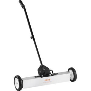 VEVOR Magnetic Pick Up Sweeper 17-inch Heavy Duty Magnet Pickup Lawn Sweeper Roofing Tools, 10 Lbs Yard Magnet with Telescoping Holder and Wheels to Pick Up Nails Magnetic Sweeper for Construction(24 Inch（50LBS))