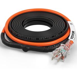 VEVOR Self-Regulating Pipe Heating Cable, 100-feet 5W/ft Heat Tape for Pipes Freeze Protection, Protects PVC Hose, Metal and Plastic Pipe from Freezing, 120V(30 Feet)