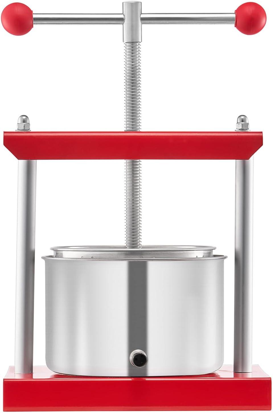image:imageVEVOR 16 Gal6L Fruit Wine Press 2 Stainless Steel Barrels Manual Juice Maker Cider Apple Grape Tincture Honey Olive Oil Making Press with THandle for Outdoor Kitchen Home08 Gallon