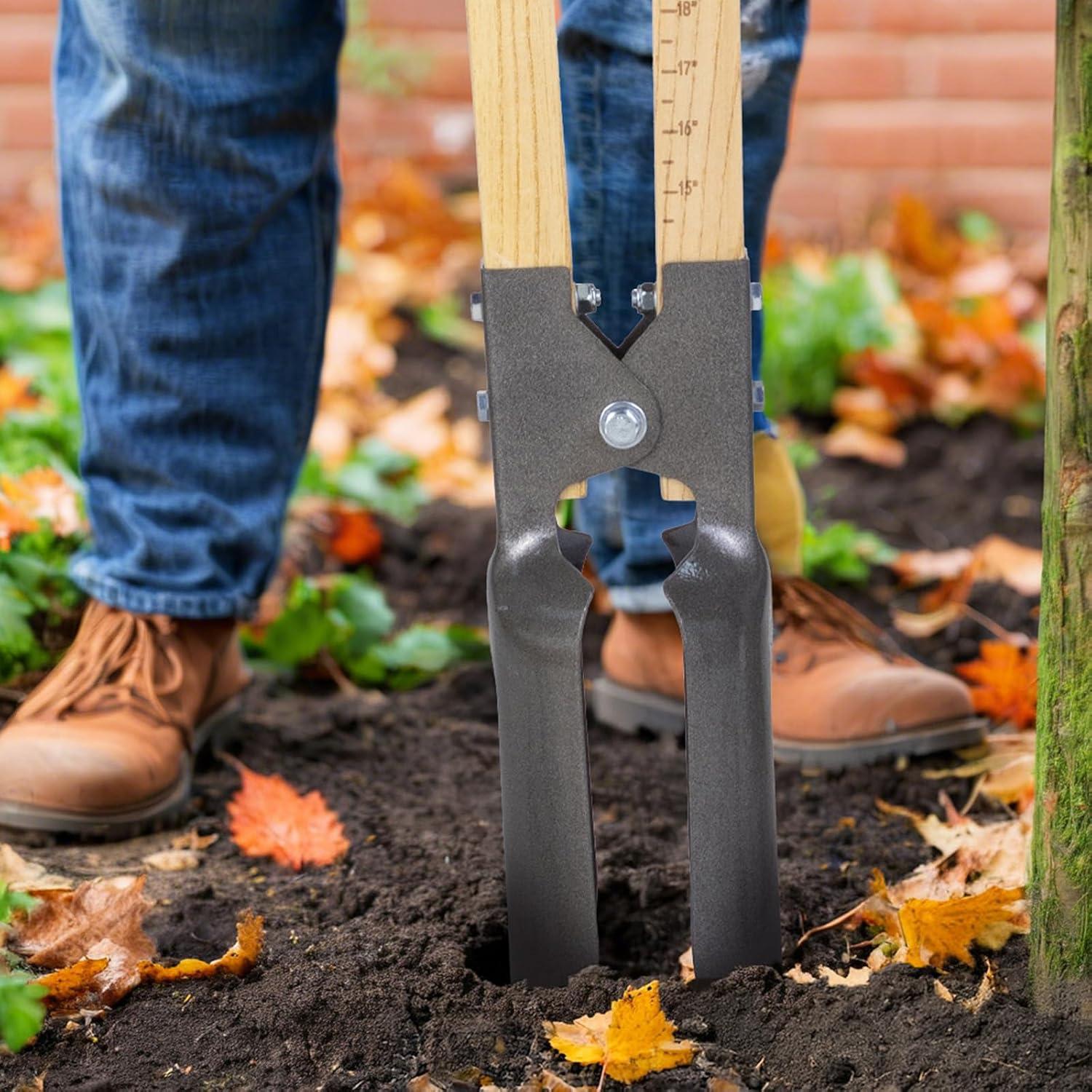 image:imageVEVOR 575 Post Hole Digger Heavy Duty Post Hole Digger with Carbon Steel Measurement Handle Manual Hole Digger with Metal Blade Post Hole Digger Tool for Digging Cultivating Yard Work GardeningHardwood