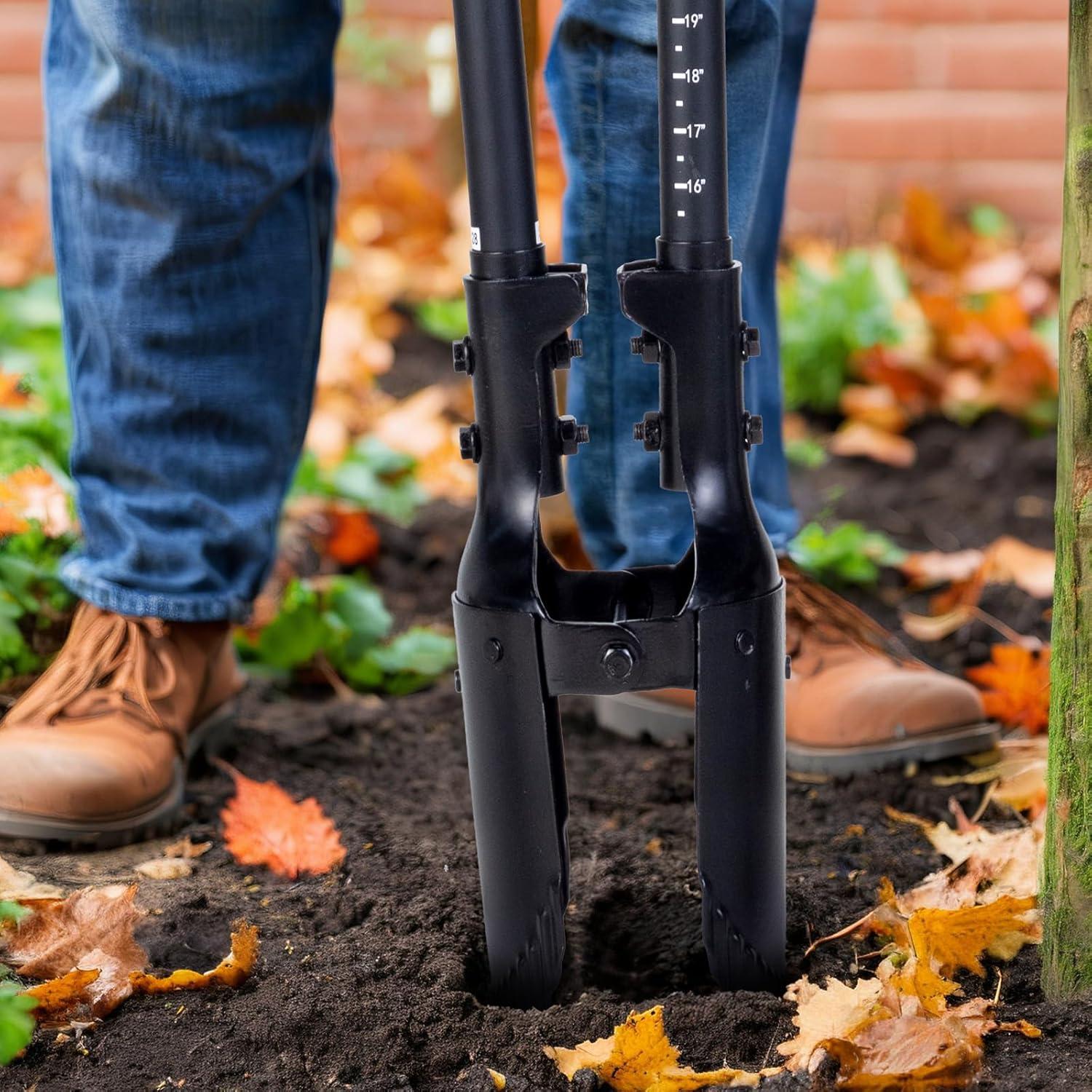 image:imageVEVOR 575 Post Hole Digger Heavy Duty Post Hole Digger with Carbon Steel Measurement Handle Manual Hole Digger with Metal Blade Post Hole Digger Tool for Digging Cultivating Yard Work GardeningFiberglass