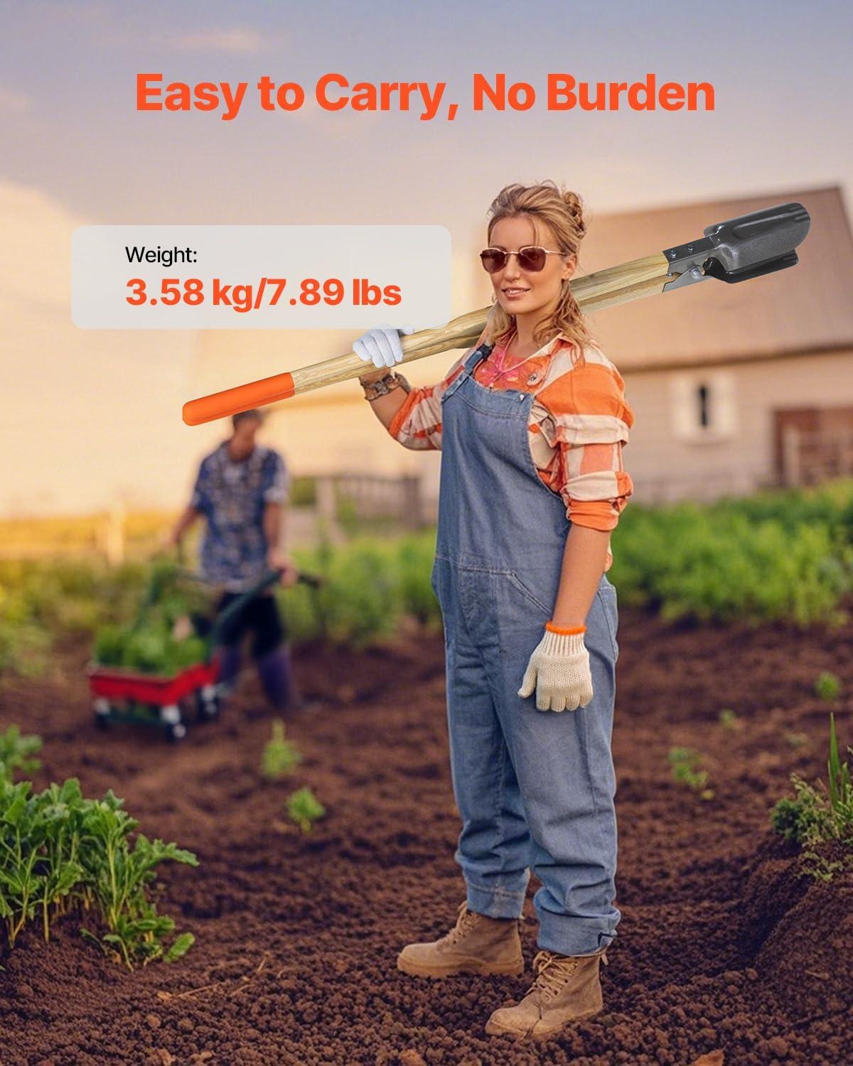 image:imageVEVOR 575 Post Hole Digger Heavy Duty Post Hole Digger with Carbon Steel Measurement Handle Manual Hole Digger with Metal Blade Post Hole Digger Tool for Digging Cultivating Yard Work GardeningHardwood