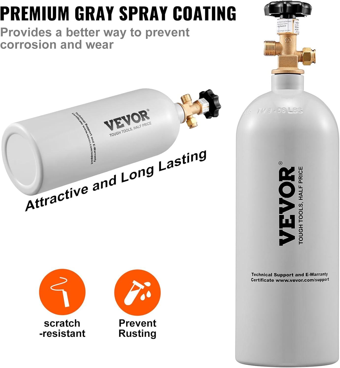 image:imageVEVOR CO2 Tank 10 lbs New Aluminum Alloy Cylinder CO2 Air Tank with Light Spray Coating CGA320 Valve Handle amp Adjustable Pressure DOT Approved Cylinder for Draft Beer Dispensing5 lbs