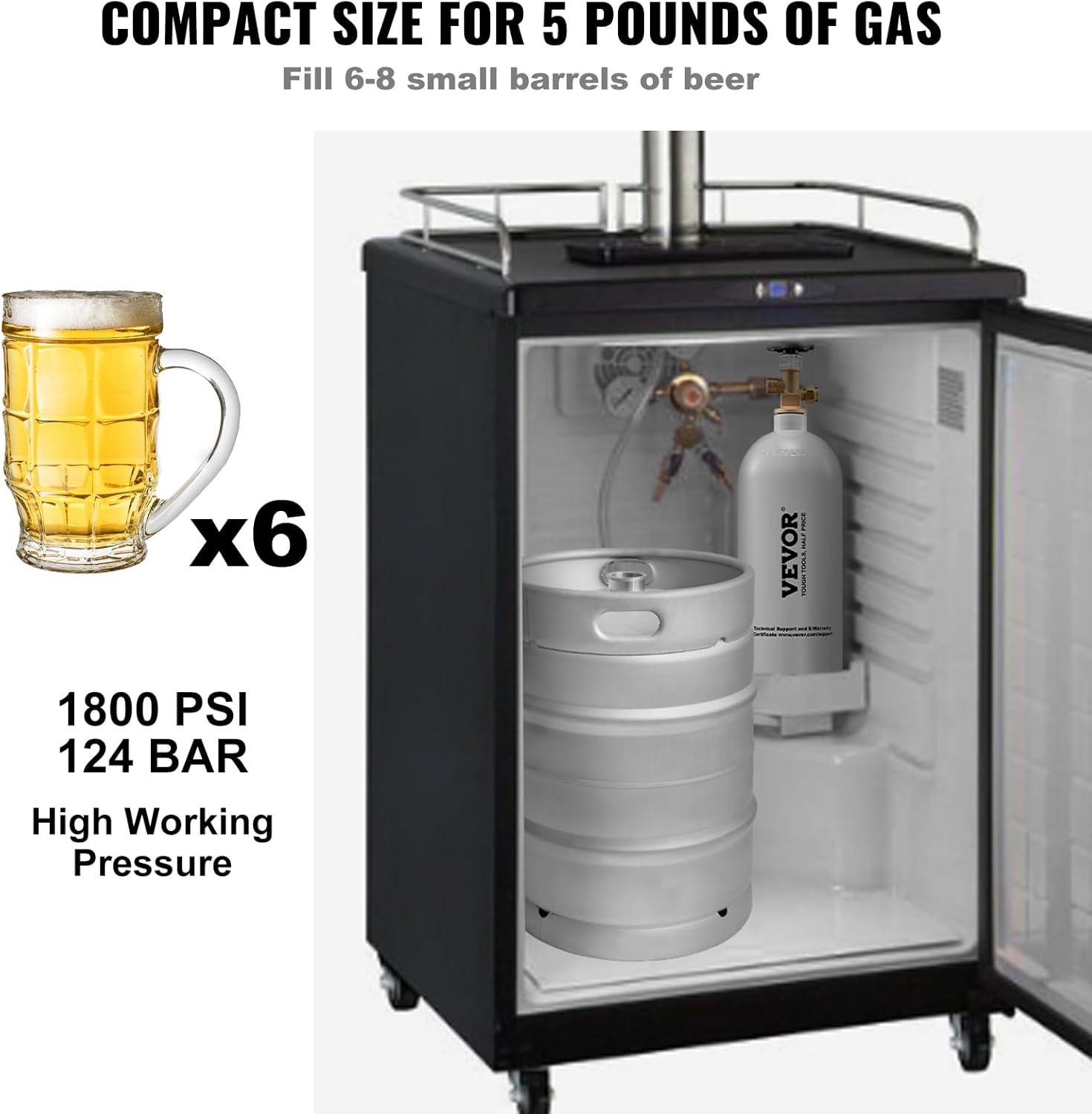 image:imageVEVOR CO2 Tank 10 lbs New Aluminum Alloy Cylinder CO2 Air Tank with Light Spray Coating CGA320 Valve Handle amp Adjustable Pressure DOT Approved Cylinder for Draft Beer Dispensing5 lbs