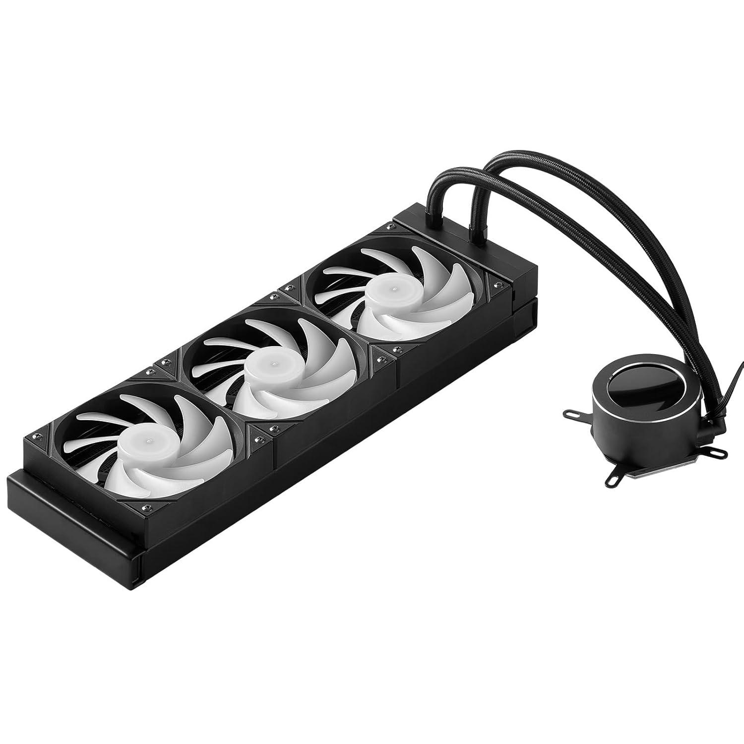 image:imageVEVOR CPU Liquid Cooler AIO CPU Water Cooler 360mm PWM Fans amp Pump Freestyle Images GIFS MP4 or Speed in 21 LCD Display Fits Intel 115X1366201117001200 AMD AM4AM5360 mm PWM Fans ARGB Light