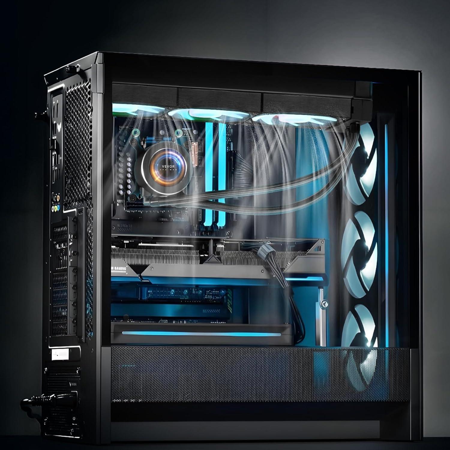 image:imageVEVOR CPU Liquid Cooler AIO CPU Water Cooler 360mm PWM Fans amp Pump Freestyle Images GIFS MP4 or Speed in 21 LCD Display Fits Intel 115X1366201117001200 AMD AM4AM5360 mm PWM Fans ARGB Light
