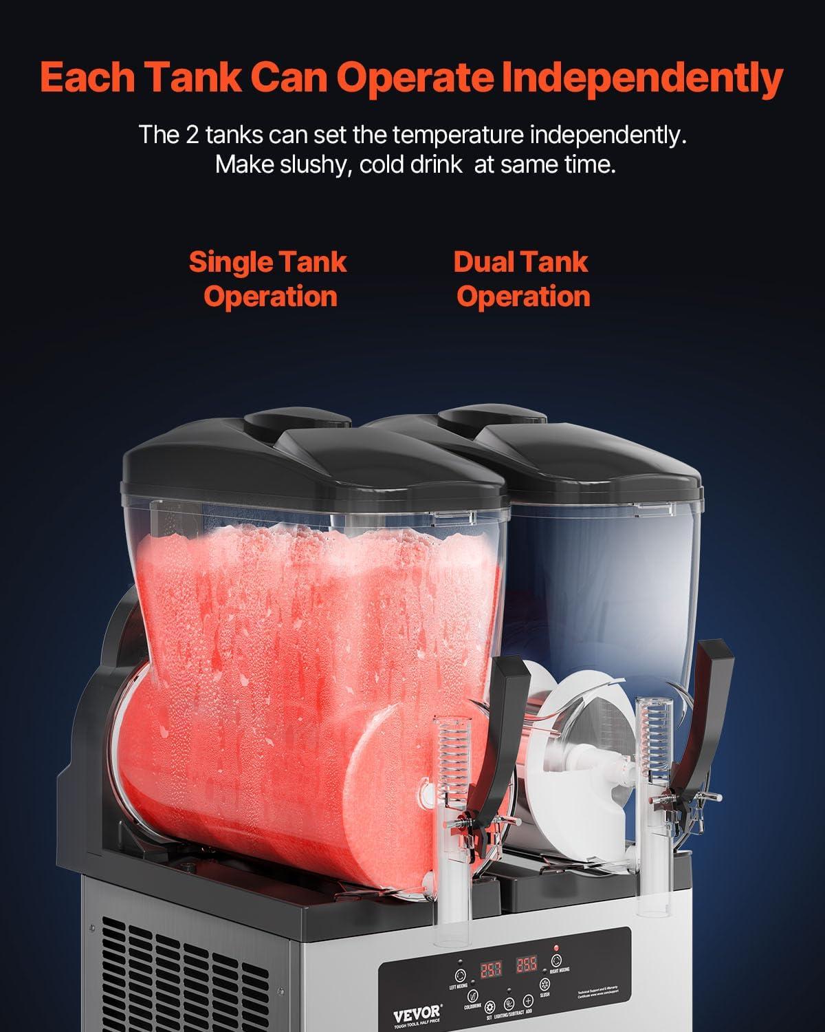 image:imageVEVOR Commercial Slushy Machine 12Lx3 Triple Tank Frozen Drink Machine 144 Cups Stainless Steel Margarita Smoothie Frozen Drink Maker Slushie Maker for Home Party Restaurants Cafe Bars24L