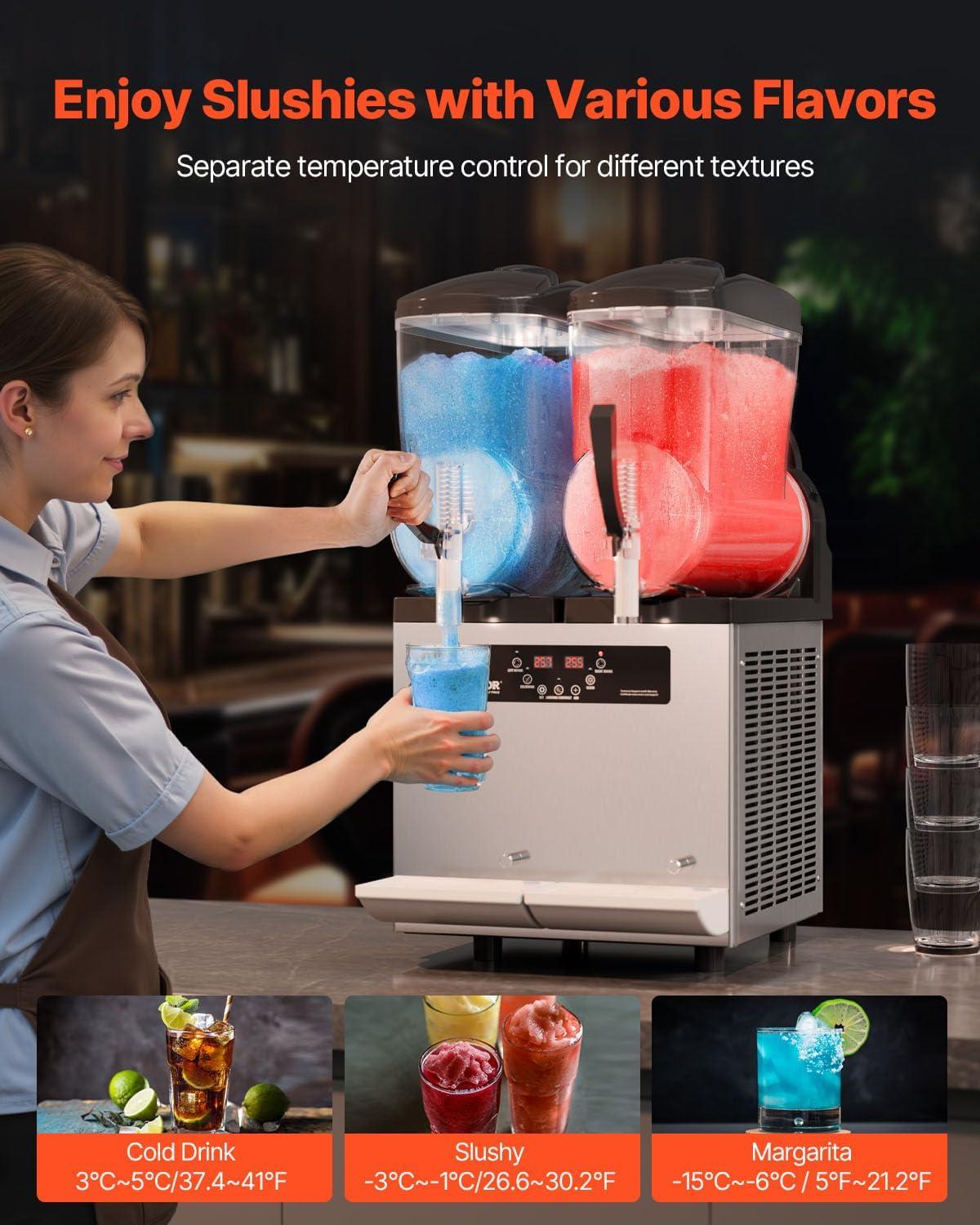 image:imageVEVOR Commercial Slushy Machine 12Lx3 Triple Tank Frozen Drink Machine 144 Cups Stainless Steel Margarita Smoothie Frozen Drink Maker Slushie Maker for Home Party Restaurants Cafe Bars24L