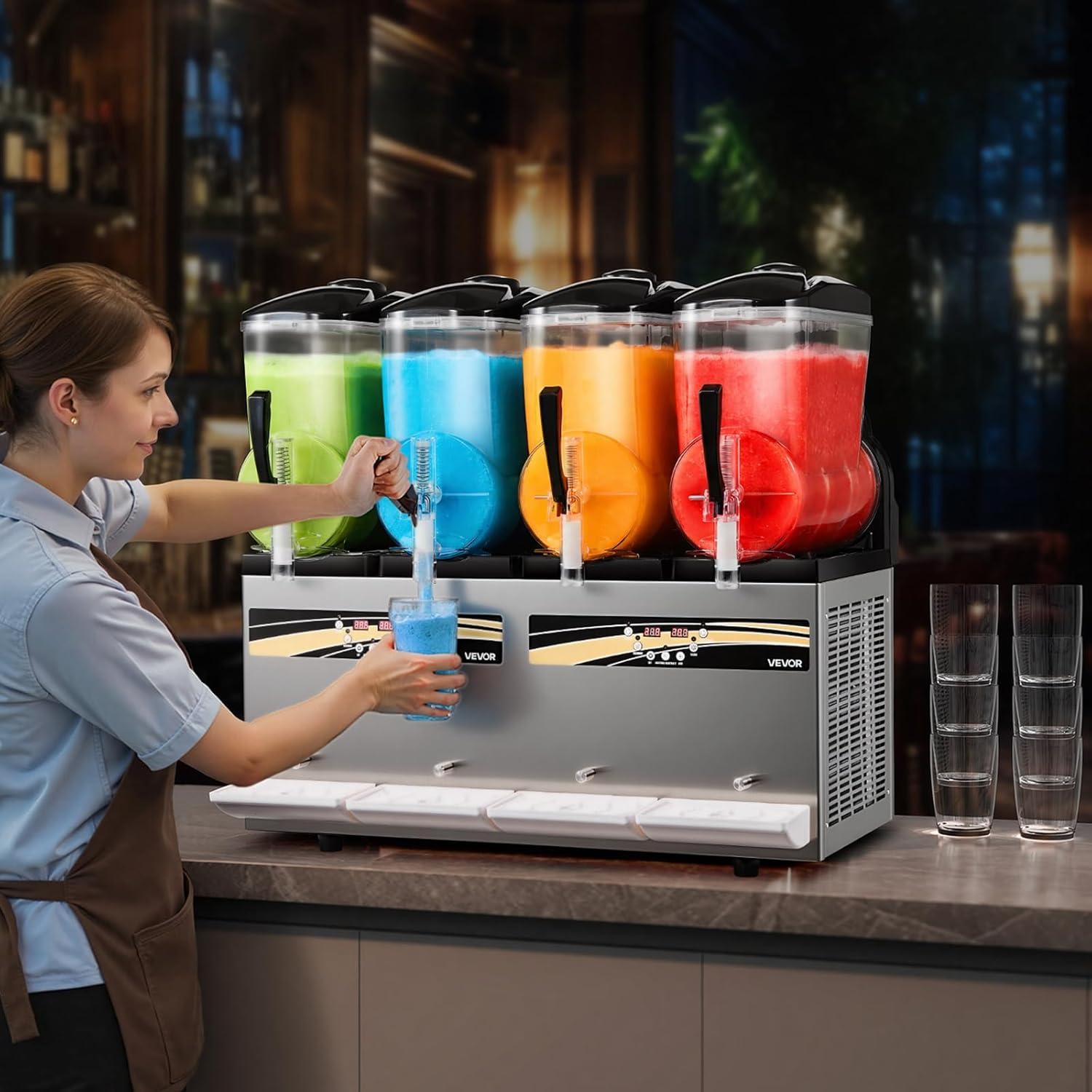 image:imageVEVOR Commercial Slushy Machine 12Lx3 Triple Tank Frozen Drink Machine 144 Cups Stainless Steel Margarita Smoothie Frozen Drink Maker Slushie Maker for Home Party Restaurants Cafe Bars48L