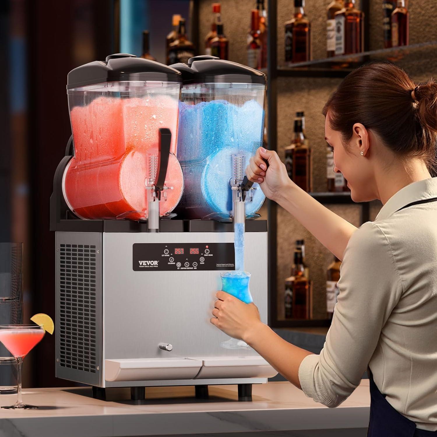 image:imageVEVOR Commercial Slushy Machine 12Lx3 Triple Tank Frozen Drink Machine 144 Cups Stainless Steel Margarita Smoothie Frozen Drink Maker Slushie Maker for Home Party Restaurants Cafe Bars24L