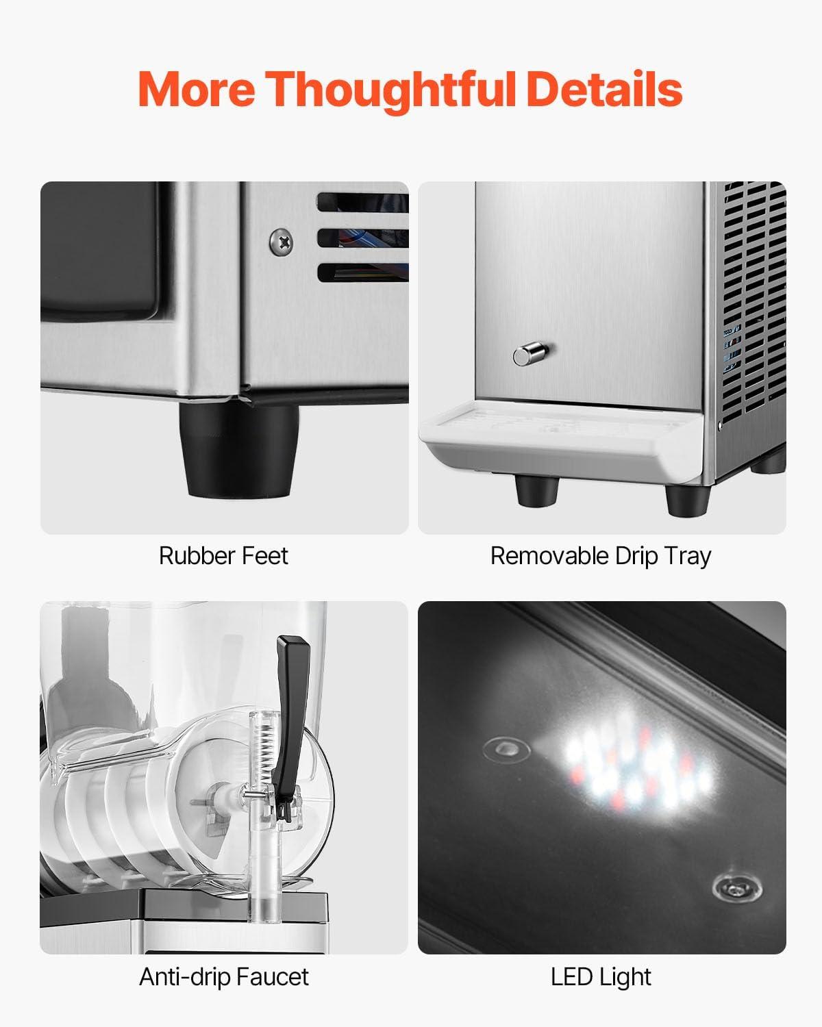 image:imageVEVOR Commercial Slushy Machine 12Lx3 Triple Tank Frozen Drink Machine 144 Cups Stainless Steel Margarita Smoothie Frozen Drink Maker Slushie Maker for Home Party Restaurants Cafe Bars12L