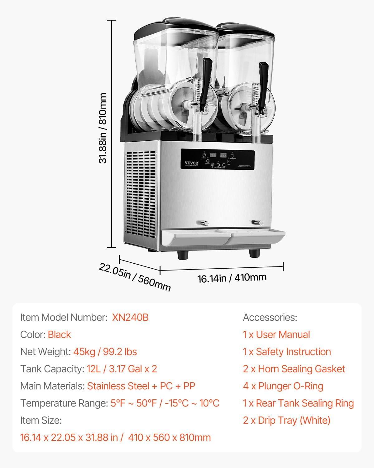 image:imageVEVOR Commercial Slushy Machine 12Lx3 Triple Tank Frozen Drink Machine 144 Cups Stainless Steel Margarita Smoothie Frozen Drink Maker Slushie Maker for Home Party Restaurants Cafe Bars24L