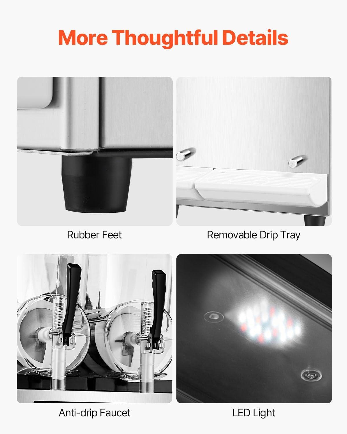 image:imageVEVOR Commercial Slushy Machine 12Lx3 Triple Tank Frozen Drink Machine 144 Cups Stainless Steel Margarita Smoothie Frozen Drink Maker Slushie Maker for Home Party Restaurants Cafe Bars24L