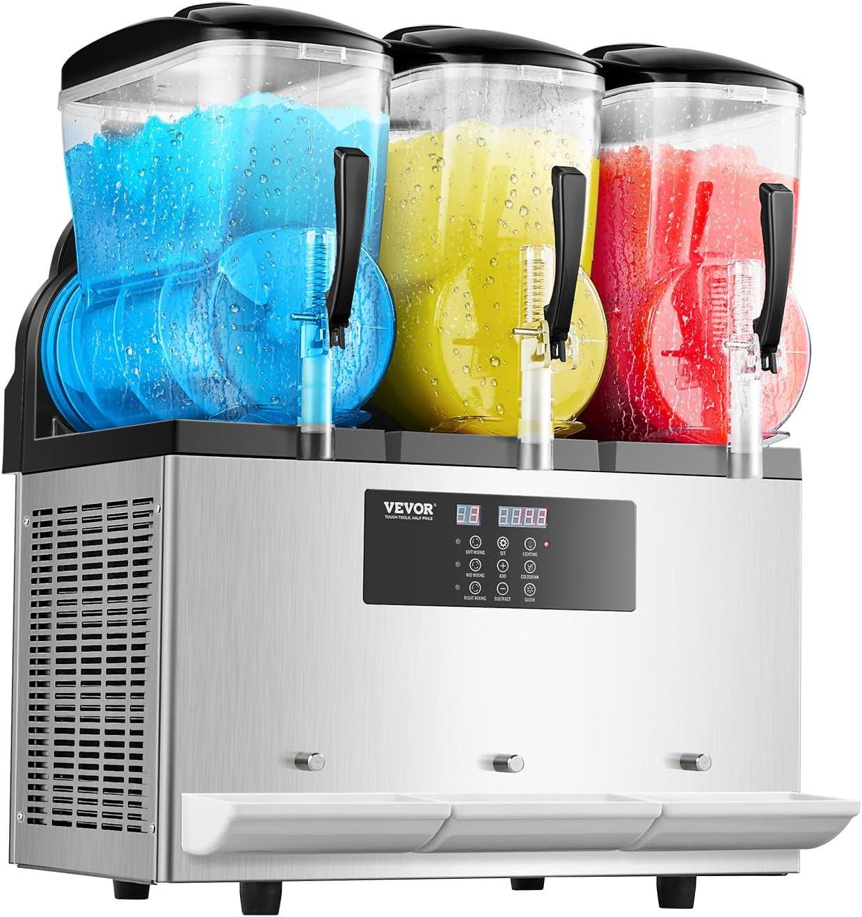 image:imageVEVOR Commercial Slushy Machine 12Lx3 Triple Tank Frozen Drink Machine 144 Cups Stainless Steel Margarita Smoothie Frozen Drink Maker Slushie Maker for Home Party Restaurants Cafe Bars36L
