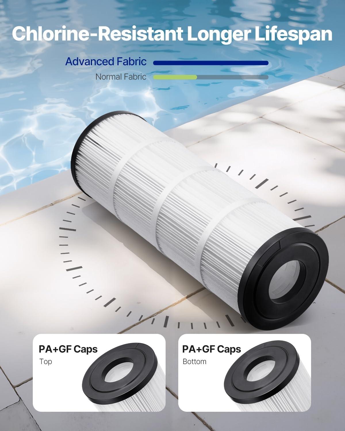 image:imageVEVOR PLFPCC80 Pool Filter Replaces Pentair CCP320 Pleatco PCC80PAK4 UltralA5 Unicel C7470 R173573 Filbur FC1976 178580 8170081 Clean and Clear Plus 320 L x OD20x 7 4 x 80 sqftBlack 50 SQFT