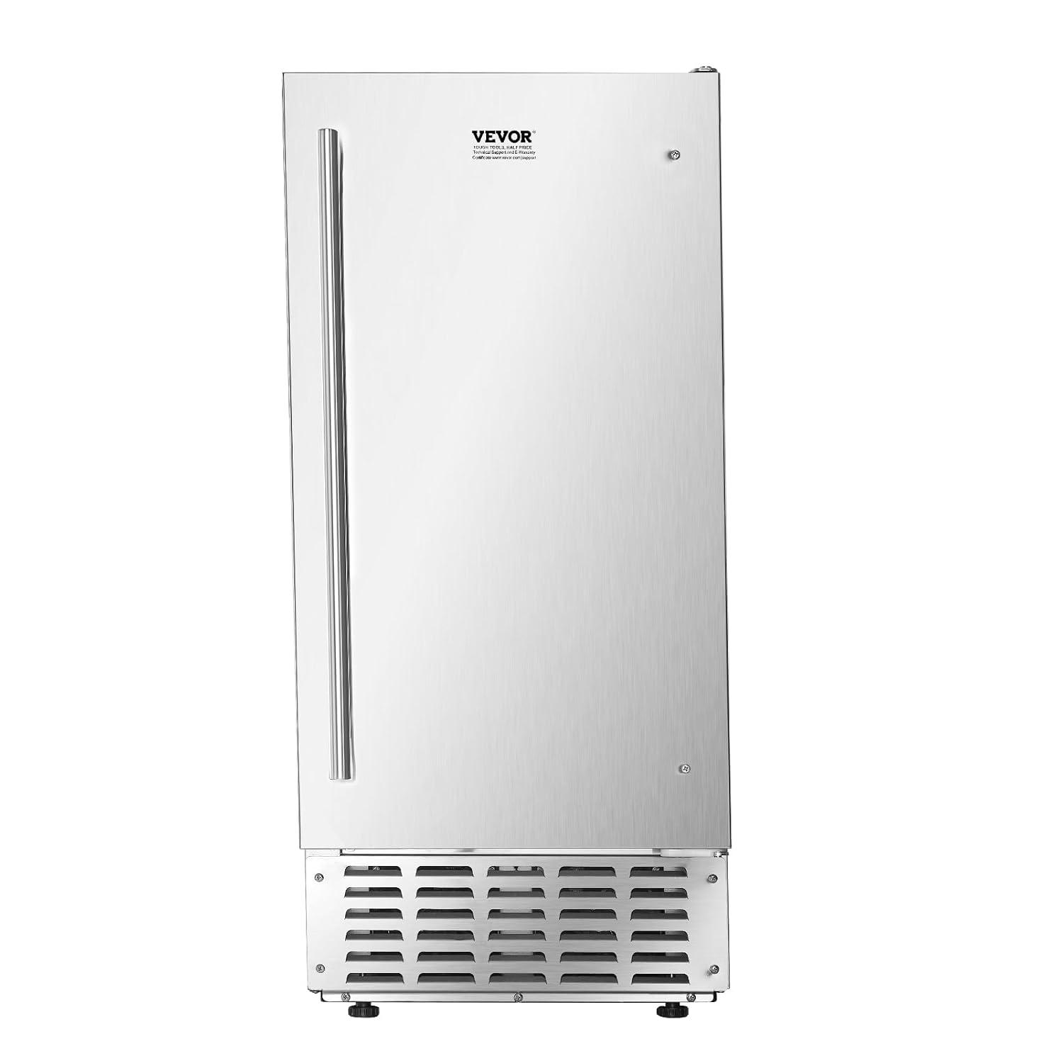 image:imageVEVOR Under Counter Ice Maker Machine Crescent Ice 25 LbsDay Stainless Steel Built in Ice Maker with Reversible Door 22Lbs Storage Ice Maker Machine for Commercial Home Kitchen No Drain RequiredNugget Ice