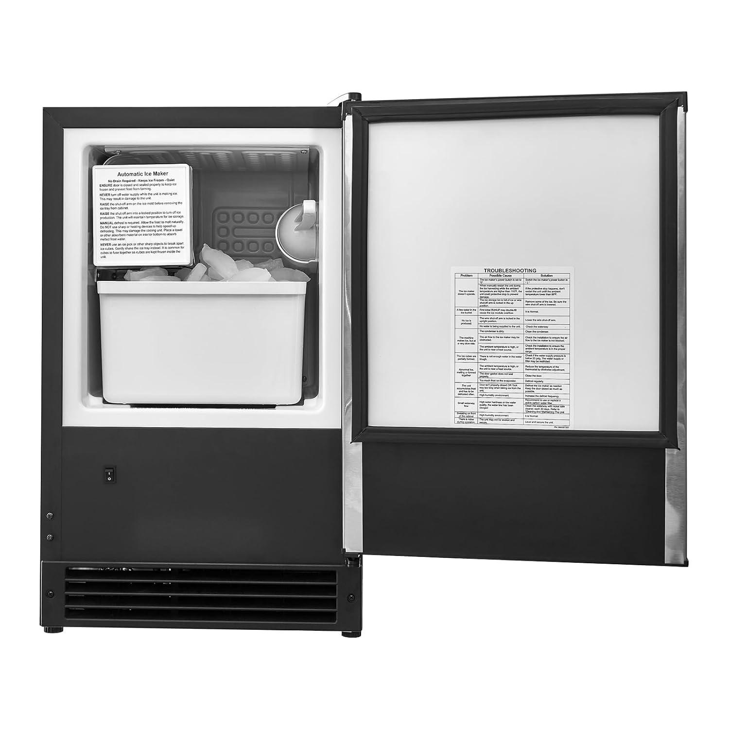 image:imageVEVOR Under Counter Ice Maker Machine Crescent Ice 25 LbsDay Stainless Steel Built in Ice Maker with Reversible Door 22Lbs Storage Ice Maker Machine for Commercial Home Kitchen No Drain RequiredCrescent Ice