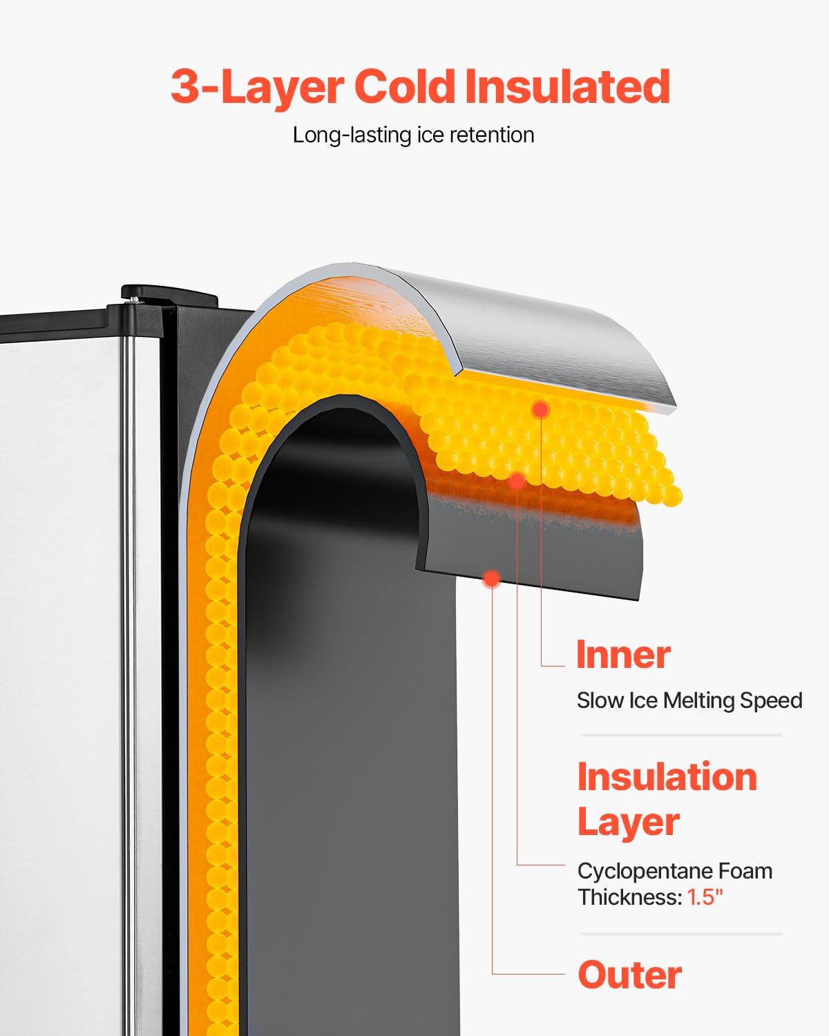 image:imageVEVOR Under Counter Ice Maker Machine Crescent Ice 25 LbsDay Stainless Steel Built in Ice Maker with Reversible Door 22Lbs Storage Ice Maker Machine for Commercial Home Kitchen No Drain RequiredCrescent Ice