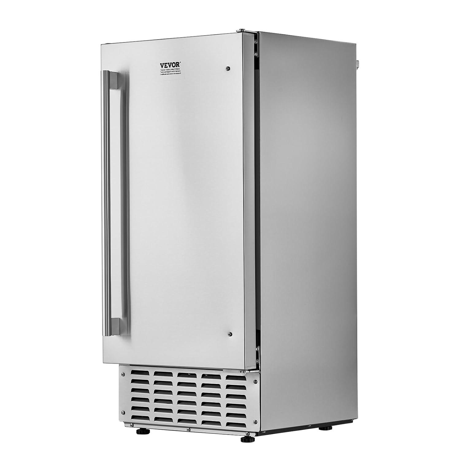 image:imageVEVOR Under Counter Ice Maker Machine Crescent Ice 25 LbsDay Stainless Steel Built in Ice Maker with Reversible Door 22Lbs Storage Ice Maker Machine for Commercial Home Kitchen No Drain RequiredNugget Ice