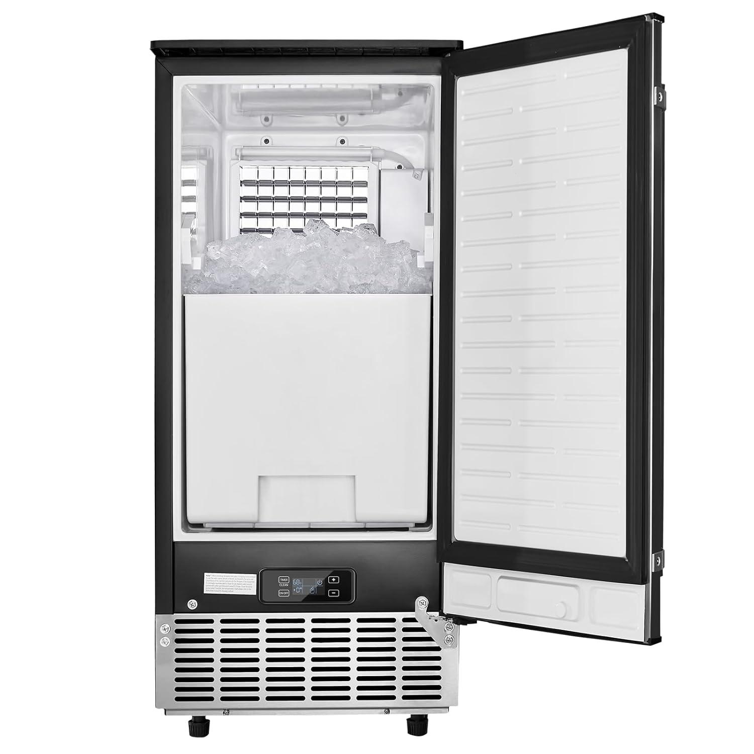 image:imageVEVOR Under Counter Ice Maker Machine Crescent Ice 25 LbsDay Stainless Steel Built in Ice Maker with Reversible Door 22Lbs Storage Ice Maker Machine for Commercial Home Kitchen No Drain RequiredCube Ice