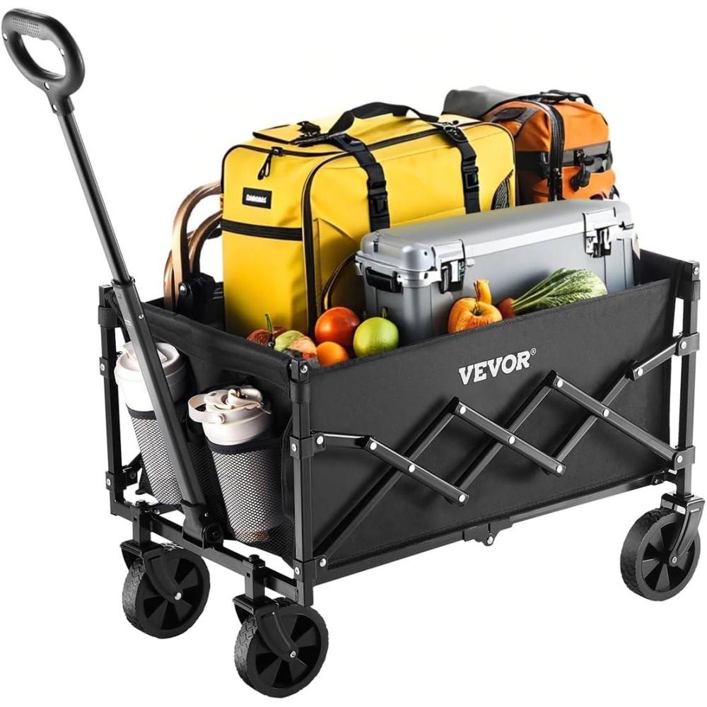 image:imageVEVOR Collapsible Folding Wagon with Wheels Wagons Carts Foldable with 225lbs Capacity Lightweight Portable Utility Wagon Cart for Grocery Shopping Sports Camping and GardenBlack