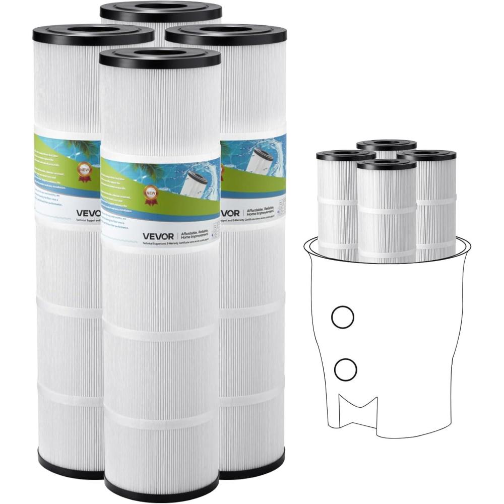 image:imageVEVOR PLFPCC80 Pool Filter Replaces Pentair CCP320 Pleatco PCC80PAK4 UltralA5 Unicel C7470 R173573 Filbur FC1976 178580 8170081 Clean and Clear Plus 320 L x OD20x 7 4 x 80 sqftBlack 4X105 SQFT