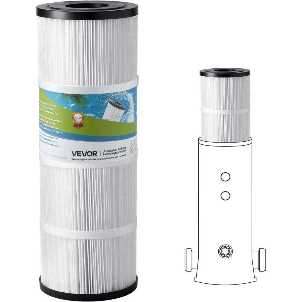 image:imageVEVOR PLFPCC80 Pool Filter Replaces Pentair CCP320 Pleatco PCC80PAK4 UltralA5 Unicel C7470 R173573 Filbur FC1976 178580 8170081 Clean and Clear Plus 320 L x OD20x 7 4 x 80 sqftBlack 50 SQFT