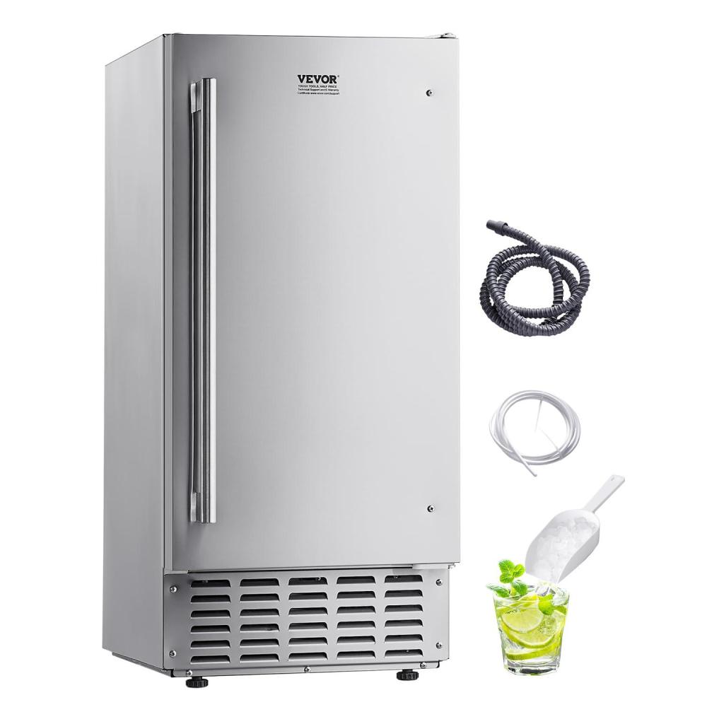 image:imageVEVOR Under Counter Ice Maker Machine Crescent Ice 25 LbsDay Stainless Steel Built in Ice Maker with Reversible Door 22Lbs Storage Ice Maker Machine for Commercial Home Kitchen No Drain RequiredNugget Ice