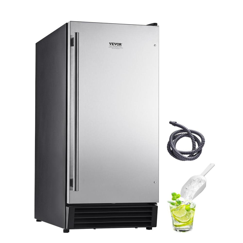 image:imageVEVOR Under Counter Ice Maker Machine Crescent Ice 25 LbsDay Stainless Steel Built in Ice Maker with Reversible Door 22Lbs Storage Ice Maker Machine for Commercial Home Kitchen No Drain RequiredCube Ice
