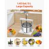 VEVOR 1.6 Gal/6L Fruit Wine Press, 2 Stainless Steel Barrels, Manual Juice Maker, Cider Apple Grape Tincture Honey Olive Oil Making Press with T-Handle for Outdoor Kitchen Home(1.45 Gallon)