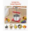 VEVOR 1.6 Gal/6L Fruit Wine Press, 2 Stainless Steel Barrels, Manual Juice Maker, Cider Apple Grape Tincture Honey Olive Oil Making Press with T-Handle for Outdoor Kitchen Home(1.6 Gallon)