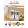 VEVOR 1.6 Gal/6L Fruit Wine Press, 2 Stainless Steel Barrels, Manual Juice Maker, Cider Apple Grape Tincture Honey Olive Oil Making Press with T-Handle for Outdoor Kitchen Home(3.17 Gallon)