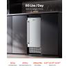 VEVOR Under Counter Ice Maker Machine, Crescent Ice, 25 Lbs/Day Stainless Steel Built in Ice Maker with Reversible Door, 22Lbs Storage Ice Maker Machine for Commercial Home Kitchen, No Drain Required(Cube Ice with Drain)