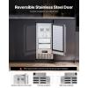VEVOR Under Counter Ice Maker Machine, Crescent Ice, 25 Lbs/Day Stainless Steel Built in Ice Maker with Reversible Door, 22Lbs Storage Ice Maker Machine for Commercial Home Kitchen, No Drain Required(Nugget Ice with Drain)