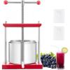 VEVOR 1.6 Gal/6L Fruit Wine Press, 2 Stainless Steel Barrels, Manual Juice Maker, Cider Apple Grape Tincture Honey Olive Oil Making Press with T-Handle for Outdoor Kitchen Home(1.6 Gallon)