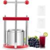 VEVOR 1.6 Gal/6L Fruit Wine Press, 2 Stainless Steel Barrels, Manual Juice Maker, Cider Apple Grape Tincture Honey Olive Oil Making Press with T-Handle for Outdoor Kitchen Home(0.44 Gallon)
