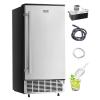 VEVOR Under Counter Ice Maker Machine, Crescent Ice, 25 Lbs/Day Stainless Steel Built in Ice Maker with Reversible Door, 22Lbs Storage Ice Maker Machine for Commercial Home Kitchen, No Drain Required(Cube Ice with Drain)