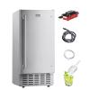 VEVOR Under Counter Ice Maker Machine, Crescent Ice, 25 Lbs/Day Stainless Steel Built in Ice Maker with Reversible Door, 22Lbs Storage Ice Maker Machine for Commercial Home Kitchen, No Drain Required(Nugget Ice with Drain)