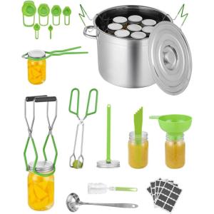 VEVOR Canning Supplies Starter Kit, 9 Pieces Stainless Steel Water Bath Canning Kit for Beginners, Canning Tools Set: Rack, Ladle, Measuring Spoon, Funnel, Tongs, Jar Lifter, Jar Wrench(11PCS)