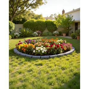 VEVOR Faux Stone Landscape Edging, No Dig Garden Edging Border, Flexible Blocks for Lawn Edging, Flower Beds, Driveway, Yards with 12 Spikes, 4 Pack 24 Bricks 16FT Kit, 46.5″ Lx 3.7″ W x 2.2″ H, Grey(Gray)