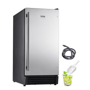 VEVOR Under Counter Ice Maker Machine, Crescent Ice, 25 Lbs/Day Stainless Steel Built in Ice Maker with Reversible Door, 22Lbs Storage Ice Maker Machine for Commercial Home Kitchen, No Drain Required(Cube Ice)