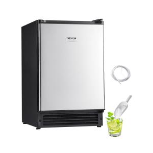 VEVOR Under Counter Ice Maker Machine, Crescent Ice, 25 Lbs/Day Stainless Steel Built in Ice Maker with Reversible Door, 22Lbs Storage Ice Maker Machine for Commercial Home Kitchen, No Drain Required(Crescent Ice)