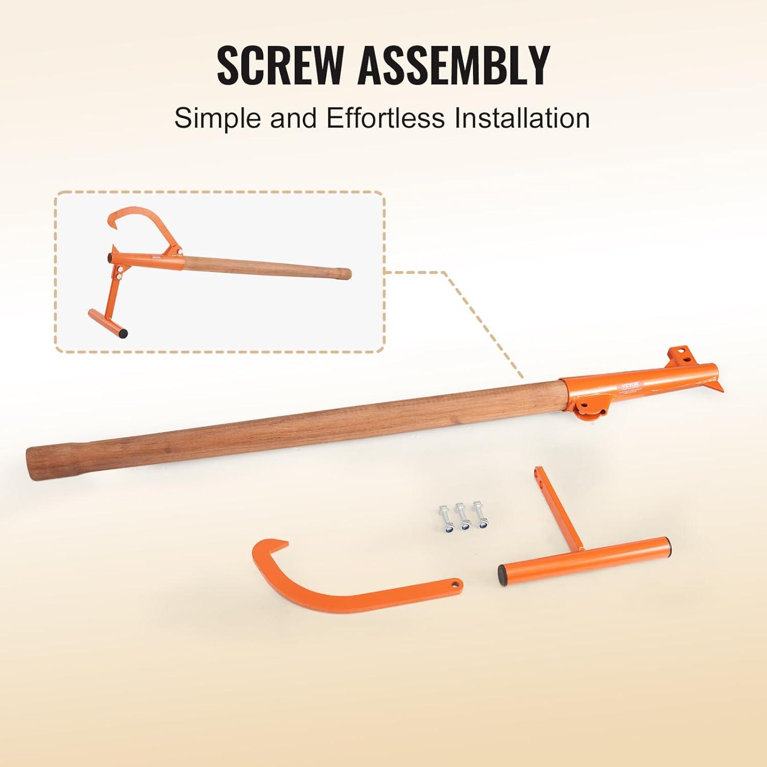 image:imageVEVOR 48 Timberjack Log Lifter Adjustable Heavy Duty Log Roller Cant Hook Log Jack with Rubber Grip Log Cant Hook Logging Tools for Rolling and Raising Up Logs up to 15 DiaWood Handle 465