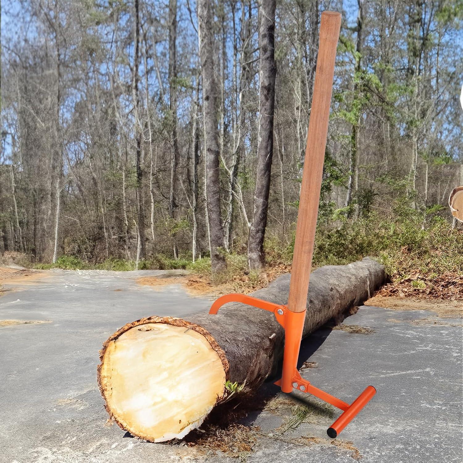 image:imageVEVOR 48 Timberjack Log Lifter Adjustable Heavy Duty Log Roller Cant Hook Log Jack with Rubber Grip Log Cant Hook Logging Tools for Rolling and Raising Up Logs up to 15 DiaWood Handle 465