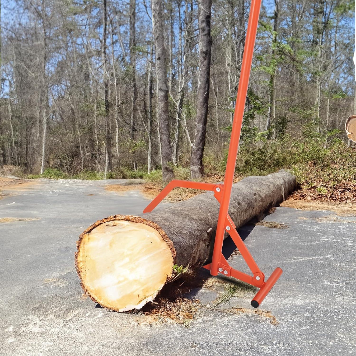 image:imageVEVOR 48 Timberjack Log Lifter Adjustable Heavy Duty Log Roller Cant Hook Log Jack with Rubber Grip Log Cant Hook Logging Tools for Rolling and Raising Up Logs up to 15 DiaSteel Handle 48 for Up to 25 Logs