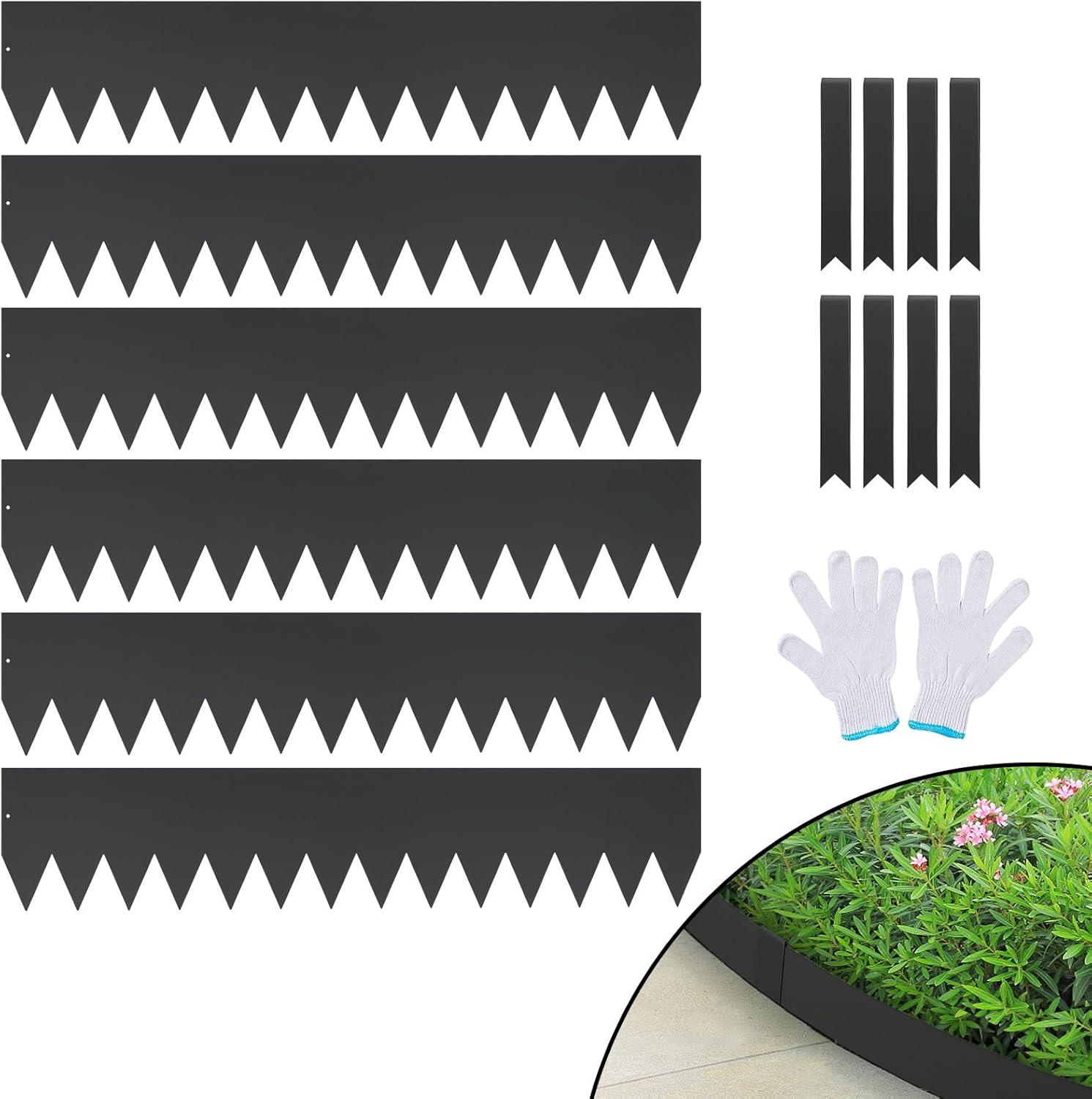 image:imageVEVOR Steel Landscape Edging 6 Packs 40 x 8 in RustResistant Metal Landscape Edging Bendable Garden Edging Border Heavy Duty Lawn Edging EasytoInstall Flower Bed Yard Pathway Divider Black40 L x 8 H 6 Pack