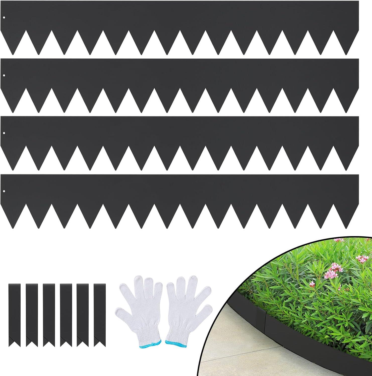 image:imageVEVOR Steel Landscape Edging 6 Packs 40 x 8 in RustResistant Metal Landscape Edging Bendable Garden Edging Border Heavy Duty Lawn Edging EasytoInstall Flower Bed Yard Pathway Divider Black40 L x 6 H 4 Pack