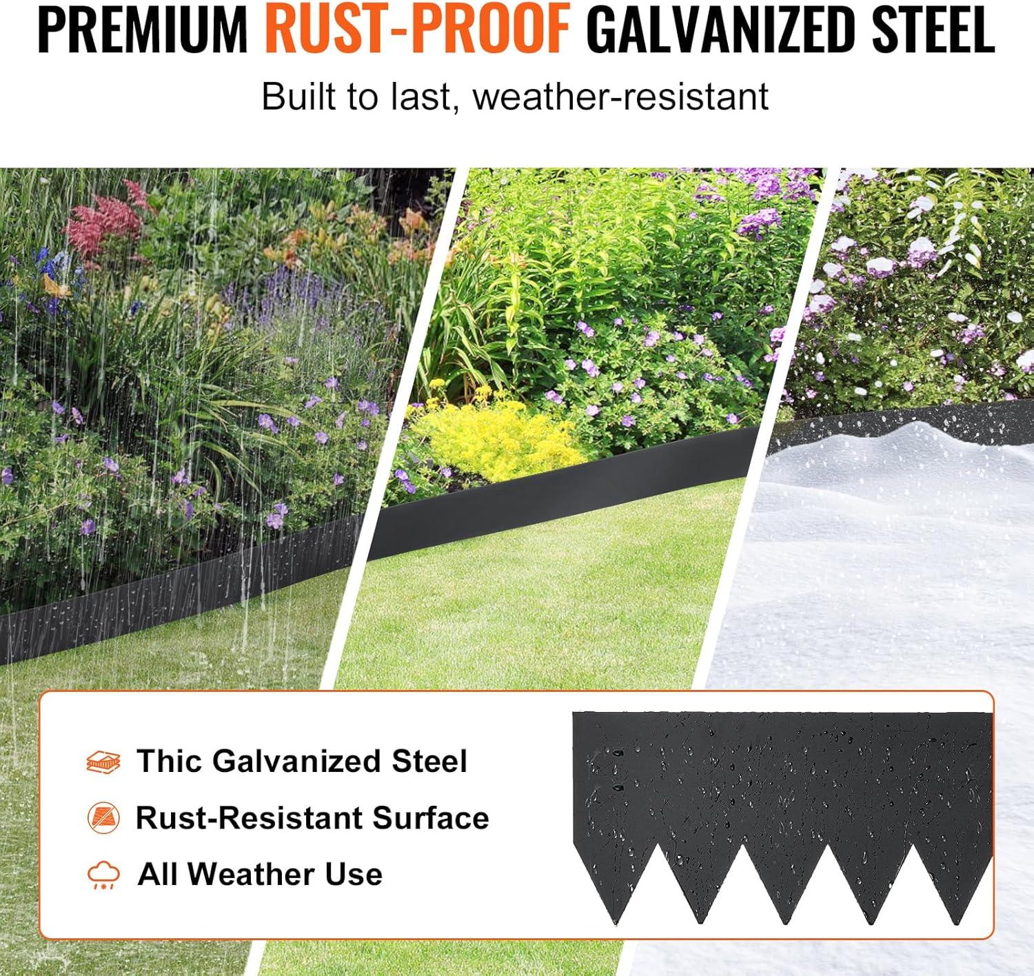 image:imageVEVOR Steel Landscape Edging 6 Packs 40 x 8 in RustResistant Metal Landscape Edging Bendable Garden Edging Border Heavy Duty Lawn Edging EasytoInstall Flower Bed Yard Pathway Divider Black40 L x 12 H 4 Pack